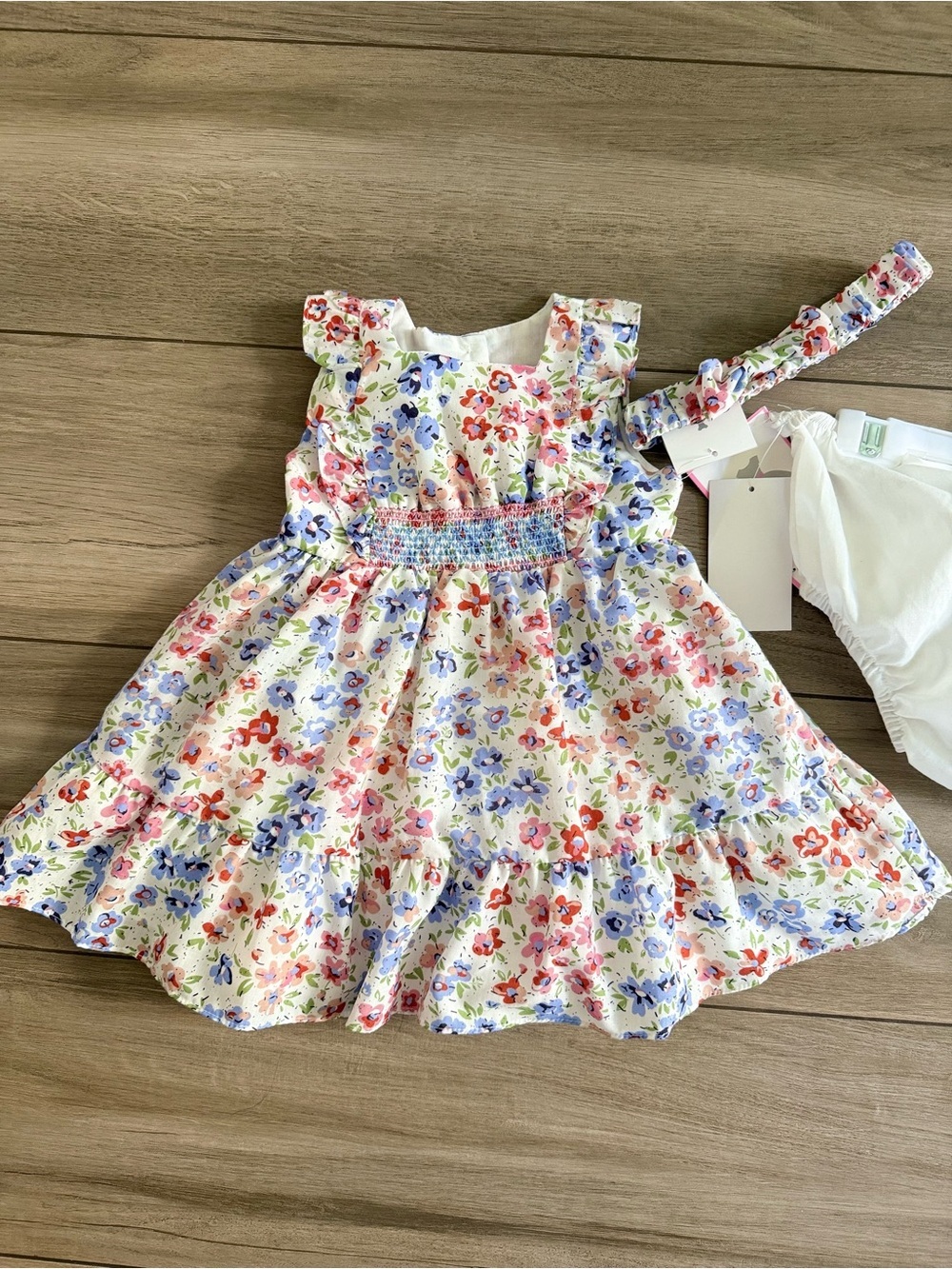 Baby Girl Floral Smocked Dress with Headband - Multicolor NWT 24 months